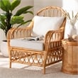 Pemberly Row Light Honey Rattan Arm Chair with Removable Cushions