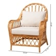 Pemberly Row Light Honey Rattan Arm Chair with Removable Cushions