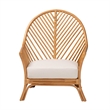 Pemberly Row Light Honey Rattan Arm Chair with Chevron Design