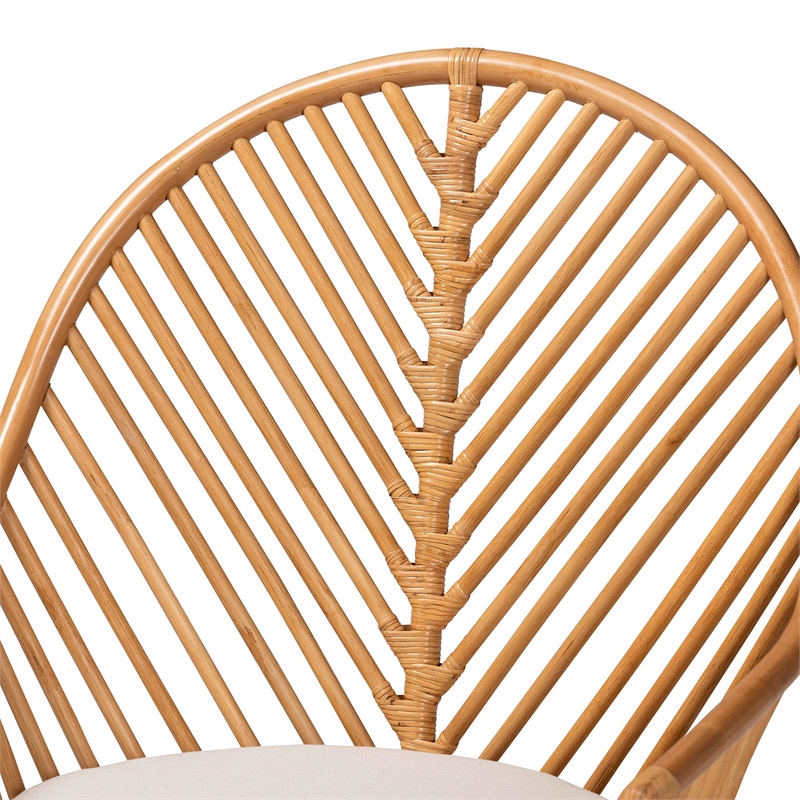 Pemberly Row Light Honey Rattan Arm Chair with Chevron Design