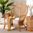 Pemberly Row Light Honey Rattan Arm Chair with Chevron Design