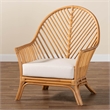 Pemberly Row Light Honey Rattan Arm Chair with Chevron Design