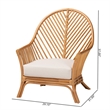 Pemberly Row Light Honey Rattan Arm Chair with Chevron Design