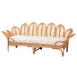 Pemberly Row Light Honey Rattan Daybed with Cushion and Flora Design