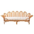 Pemberly Row Light Honey Rattan Daybed with Cushion and Flora Design