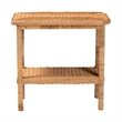 Pemberly Row Light Honey Braided Rattan Side Table with Shelf