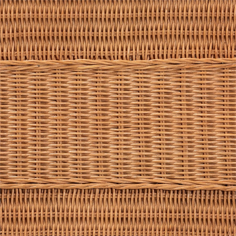 Pemberly Row Light Honey Braided Rattan Side Table with Shelf