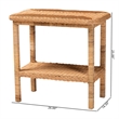 Pemberly Row Light Honey Braided Rattan Side Table with Shelf