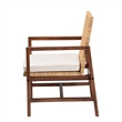 Pemberly Row Light Honey Rattan and Acacia Wood Arm Chair with Cushion