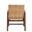 Pemberly Row Light Honey Rattan and Acacia Wood Arm Chair with Cushion