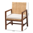Pemberly Row Light Honey Rattan and Acacia Wood Arm Chair with Cushion