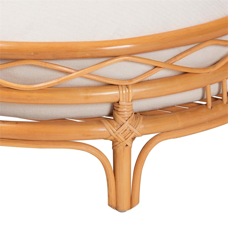 Pemberly Row Honey Rattan Oval Pet Bed with Removable Cushion