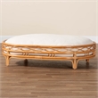 Pemberly Row Honey Rattan Oval Pet Bed with Removable Cushion