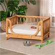 Pemberly Row Honey Rattan Pet Bed with Raised Borders and Cushion