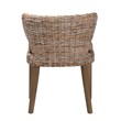 Pemberly Row Gray Kubu Rattan and Mahogany Wood Dining Chair with Cushion