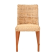 Pemberly Row Light Honey Kubu Rattan and Mahogany Wood Wingback Dining Chair