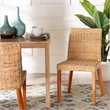 Pemberly Row Light Honey Kubu Rattan and Mahogany Wood Wingback Dining Chair