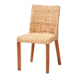 Pemberly Row Light Honey Kubu Rattan and Mahogany Wood Wingback Dining Chair