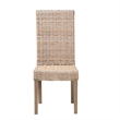 Pemberly Row Gray Kubu Rattan and Mango Wood Dining Chair with Rolled Back