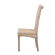 Pemberly Row Gray Kubu Rattan and Mango Wood Dining Chair with Rolled Back