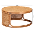 Pemberly Row Honey Rattan Round Coffee Table with Openwork Base