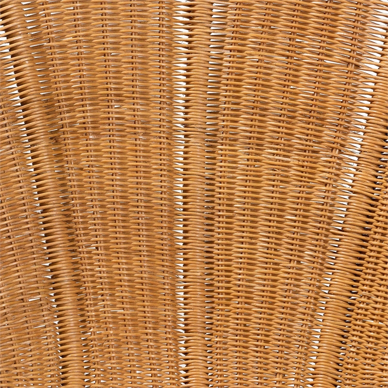 Pemberly Row Honey Rattan Scalloped Accent Chair with Wide Seat