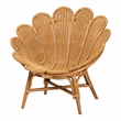 Pemberly Row Honey Rattan Scalloped Accent Chair with Wide Seat
