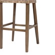Pemberly Row Gray Kubu Rattan and Mahogany Wood Bar Stool with Footrest