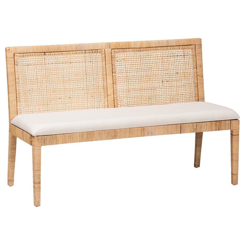 Pemberly Row Light Honey Rattan 3-Piece Dining Nook Set with Cushions