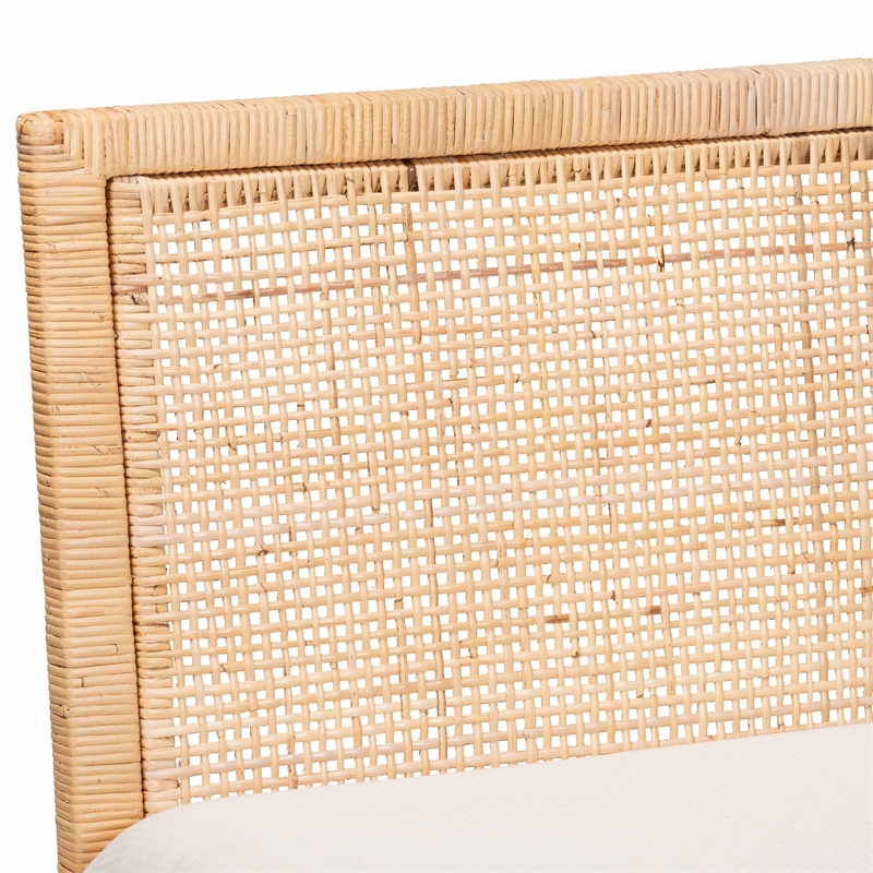 Pemberly Row Light Honey Rattan 3-Piece Dining Nook Set with Cushions