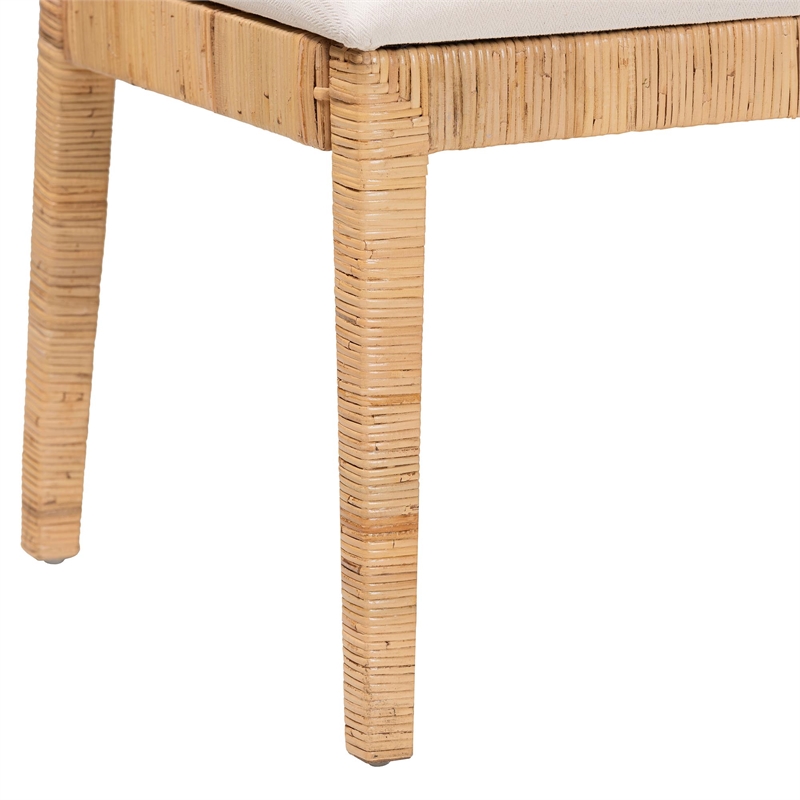 Pemberly Row Light Honey Rattan 3-Piece Dining Nook Set with Cushions