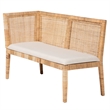 Pemberly Row Light Honey Rattan 2-Piece Dining Banquette Set with Cushions