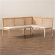 Pemberly Row Light Honey Rattan 2-Piece Dining Banquette Set with Cushions