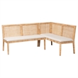 Pemberly Row Light Honey Rattan 2-Piece Dining Banquette Set with Cushions