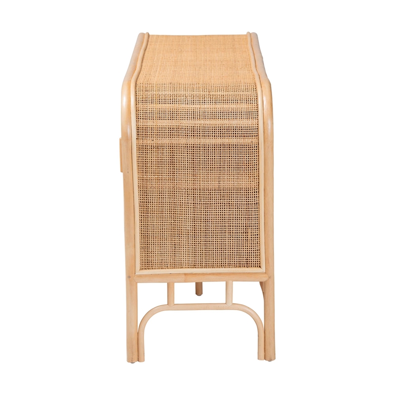 Pemberly Row Natural Rattan 2-Door Storage Cabinet with 6 Shelves