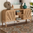 Pemberly Row Natural Rattan 2-Door Storage Cabinet with 6 Shelves