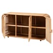 Pemberly Row Natural Rattan 3-Door Storage Cabinet with Wood Handles