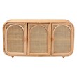 Pemberly Row Natural Rattan 3-Door Storage Cabinet with Wood Handles