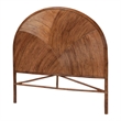 Pemberly Row Dark Brown Rattan Queen Standalone Headboard with Curved Design
