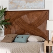 Pemberly Row Dark Brown Rattan Queen Standalone Headboard with Geometric Design