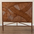 Pemberly Row Dark Brown Rattan Queen Standalone Headboard with Geometric Design