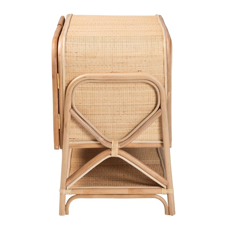 Pemberly Row Natural Rattan 2-Door Storage Cabinet with 5 Shelves