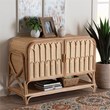 Pemberly Row Natural Rattan 2-Door Storage Cabinet with 5 Shelves