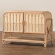 Pemberly Row Natural Rattan 2-Door Storage Cabinet with 5 Shelves