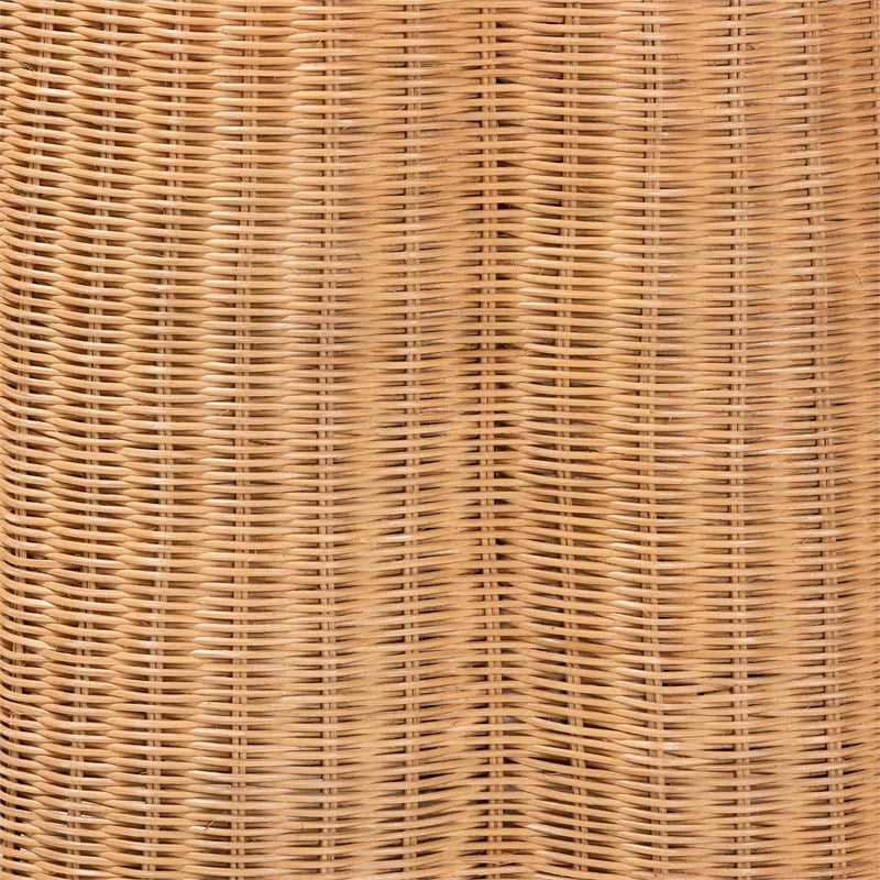 Pemberly Row Honey Rattan Round Console Table with Scalloped Base