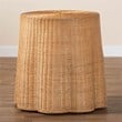 Pemberly Row Honey Rattan Round Console Table with Scalloped Base