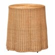 Pemberly Row Honey Rattan Round Console Table with Scalloped Base