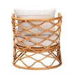 Pemberly Row Light Honey Rattan Arm Chair with Cushions and U-Shaped Base