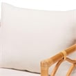 Pemberly Row Light Honey Rattan Arm Chair with Cushions and U-Shaped Base