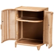 Pemberly Row Natural Rattan Storage Cabinet with Webbed Embellishments
